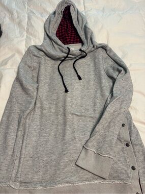 Maurices Gray Crewneck Hoodie with Red Plaid Lining